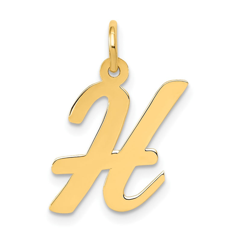 10K Yellow Gold 10K Medium Script Letter H Initial Charm