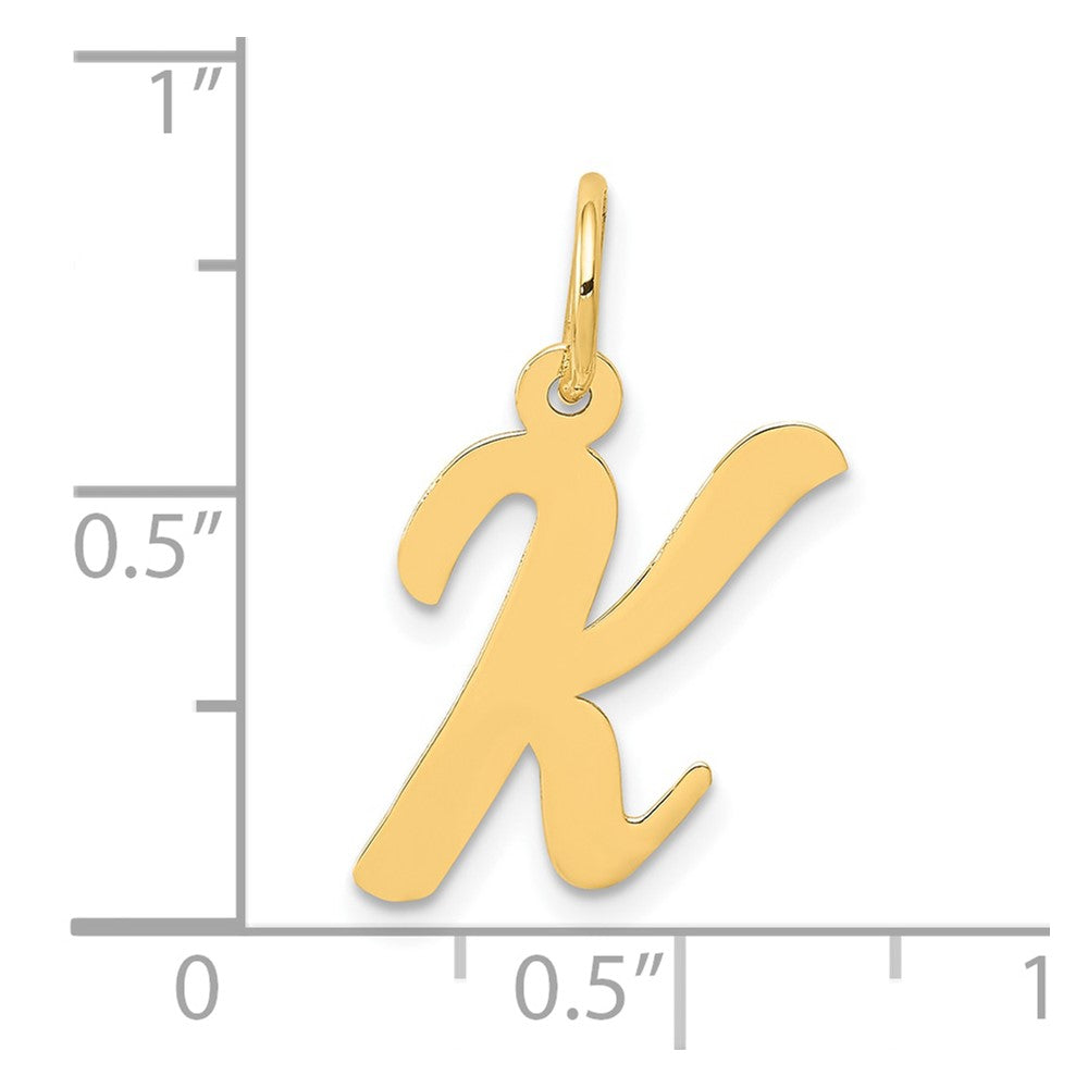 10K Yellow Gold 10K Medium Script Letter K Initial Charm