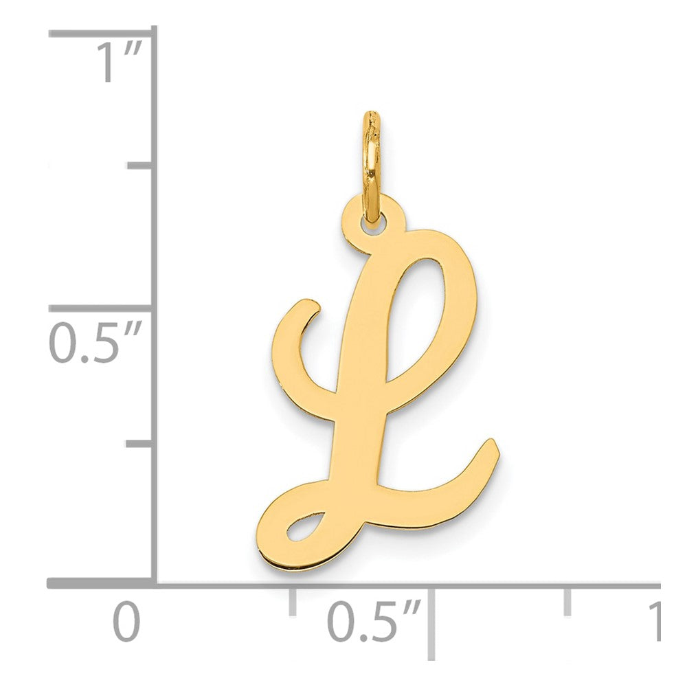 10K Yellow Gold 10K Medium Script Letter L Initial Charm