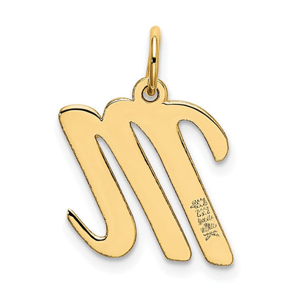 10K Yellow Gold 10K Medium Script Letter M Initial Charm