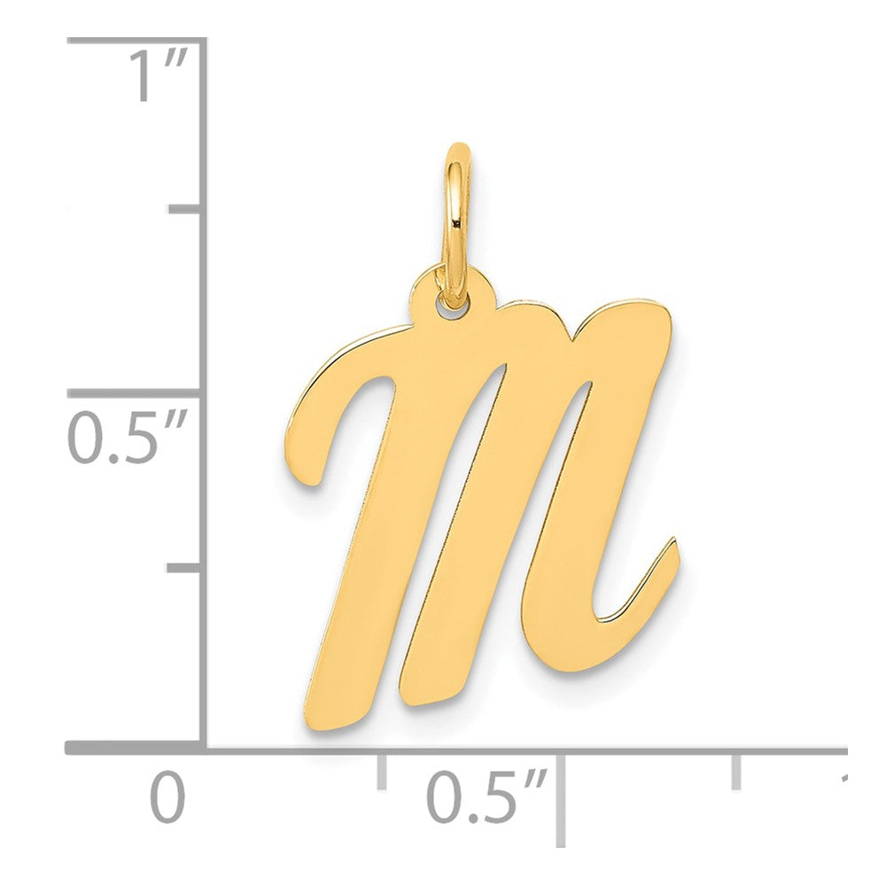 10K Yellow Gold 10K Medium Script Letter M Initial Charm