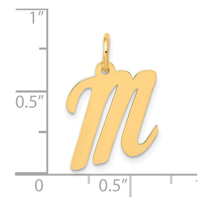 10K Yellow Gold 10K Medium Script Letter M Initial Charm