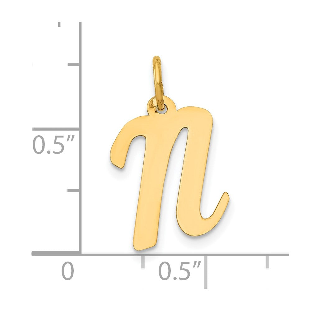 10K Yellow Gold 10K Medium Script Letter N Initial Charm