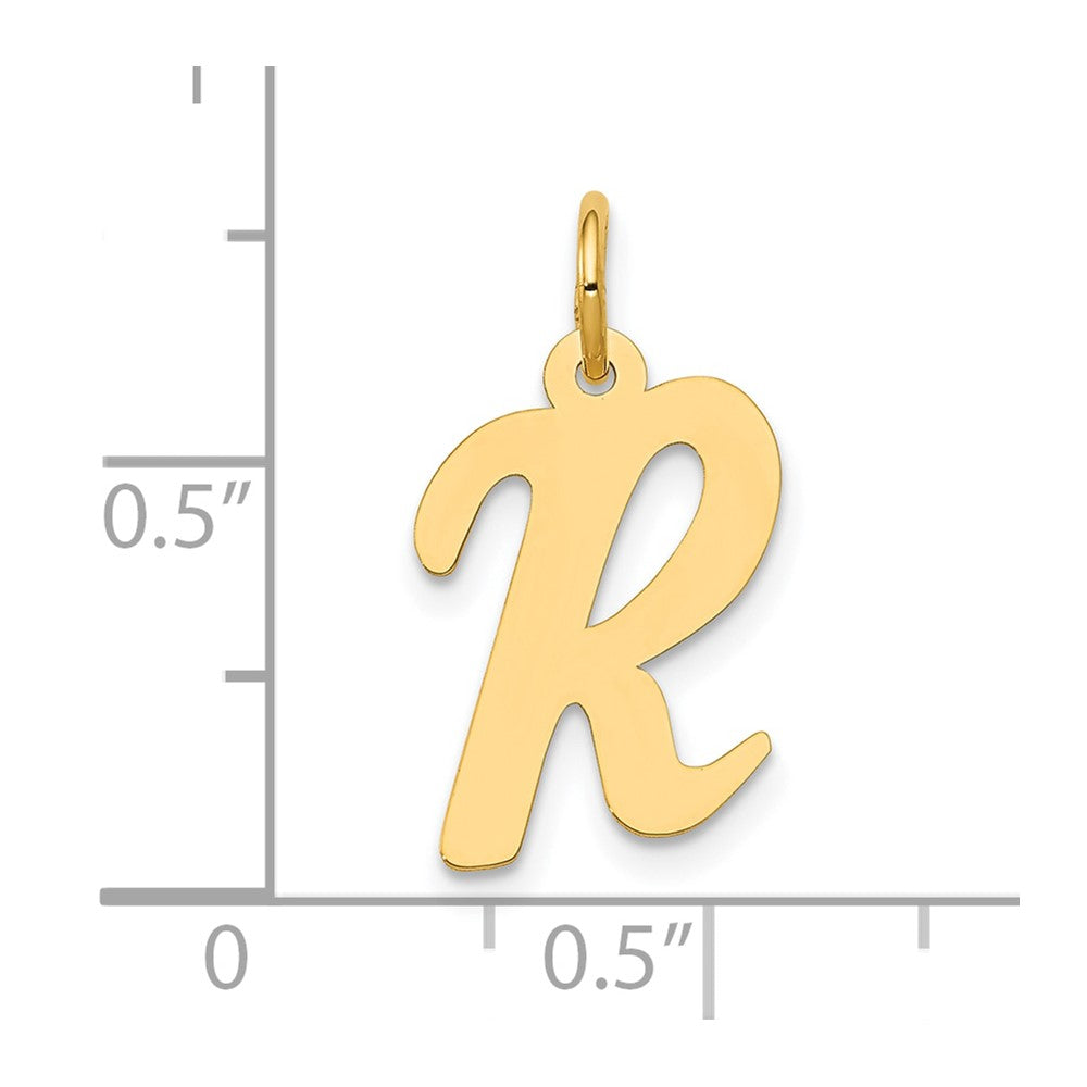 10K Yellow Gold 10K Medium Script Letter R Initial Charm