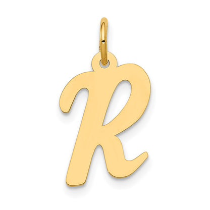 10K Yellow Gold 10K Medium Script Letter R Initial Charm