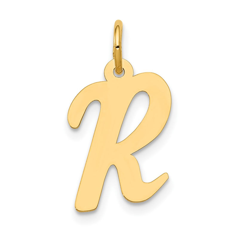 10K Yellow Gold 10K Medium Script Letter R Initial Charm