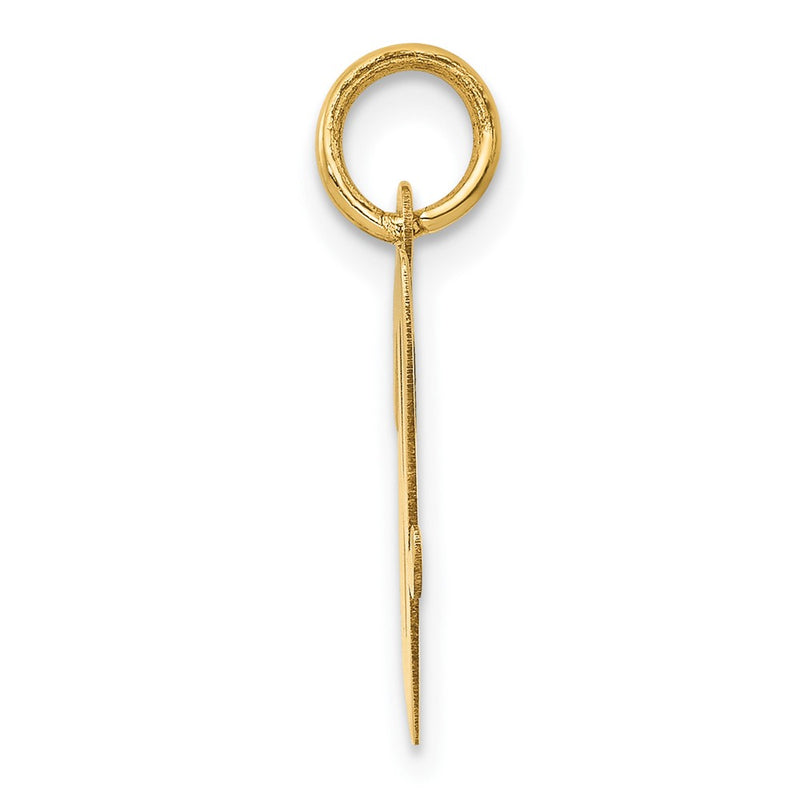 10K Yellow Gold 10K Medium Script Letter V Initial Charm