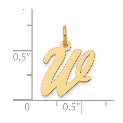 10K Yellow Gold 10K Medium Script Letter W Initial Charm