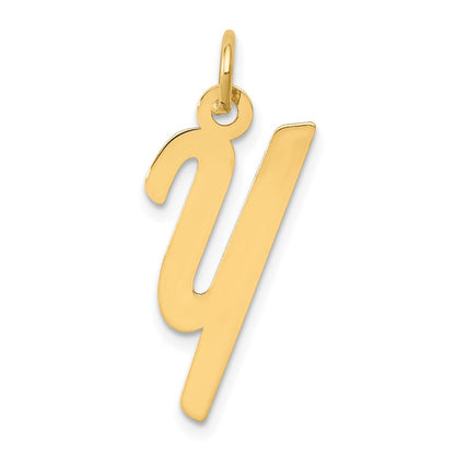 10K Yellow Gold 10K Medium Script Letter Y Initial Charm