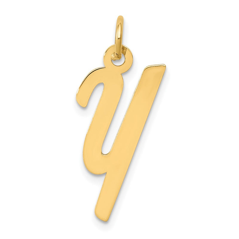 10K Yellow Gold 10K Medium Script Letter Y Initial Charm