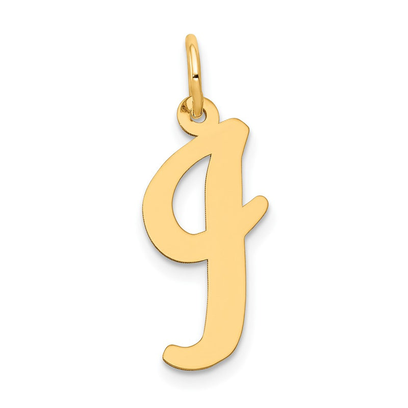 10K Yellow Gold Large Script Letter I Initial Charm