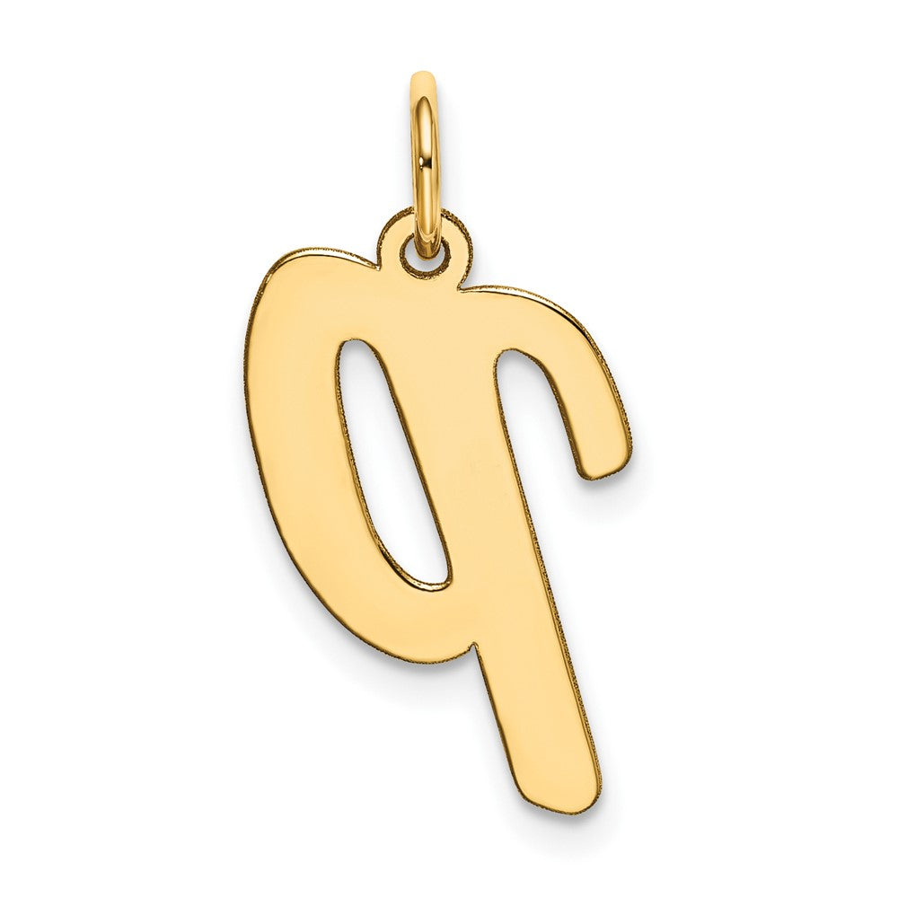 10K Yellow Gold Large Script Letter P Initial Charm