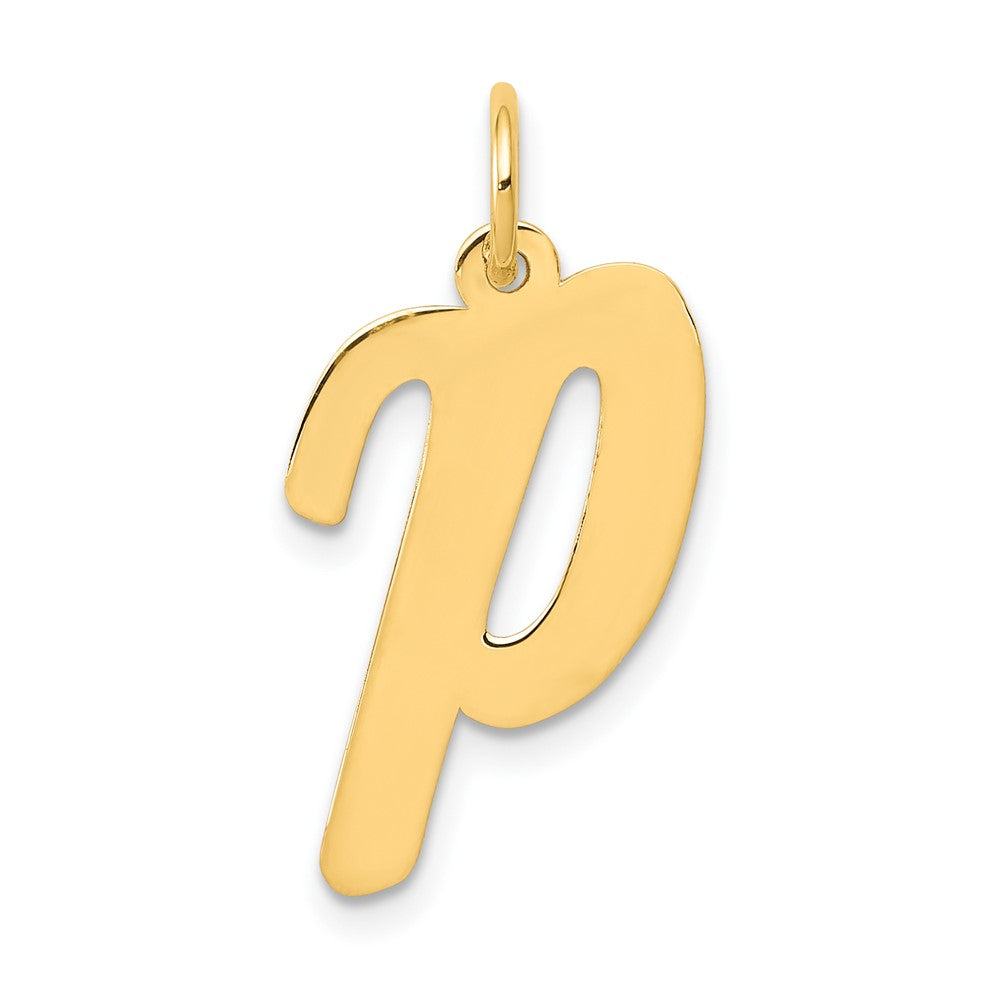 10K Yellow Gold Large Script Letter P Initial Charm