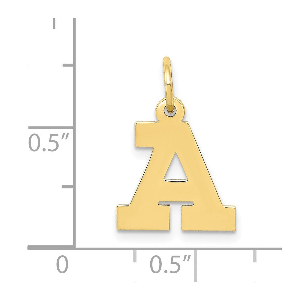 10K Yellow Gold Small Block Initial A Charm