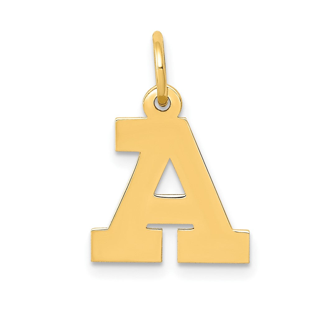 10K Yellow Gold Small Block Initial A Charm