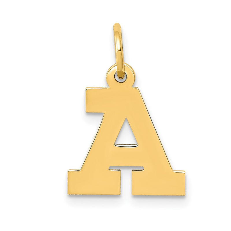 10K Yellow Gold Small Block Initial A Charm