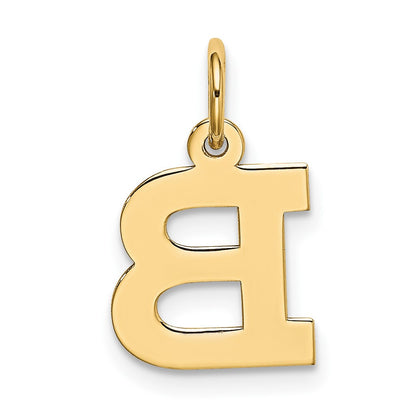 10K Yellow Gold Small Block Initial B Charm