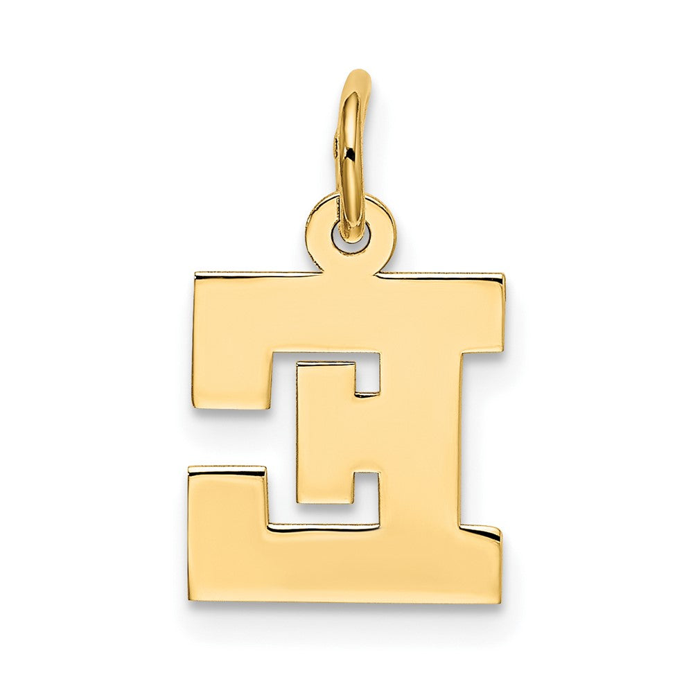 10K Yellow Gold Small Block Initial E Charm