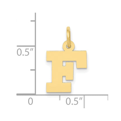 10K Yellow Gold Small Block Initial F Charm