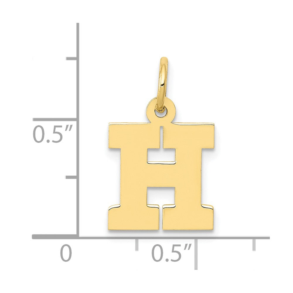 10K Yellow Gold Small Block Initial H Charm