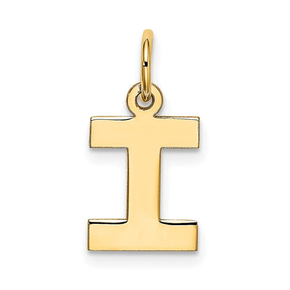 10K Yellow Gold Small Block Initial I Charm