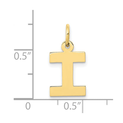 10K Yellow Gold Small Block Initial I Charm