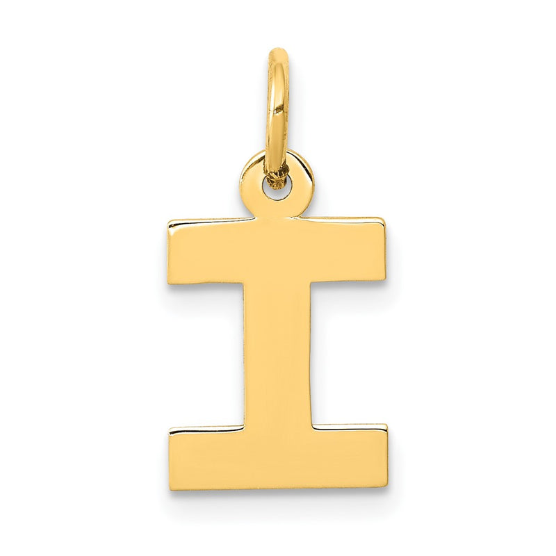 10K Yellow Gold Small Block Initial I Charm