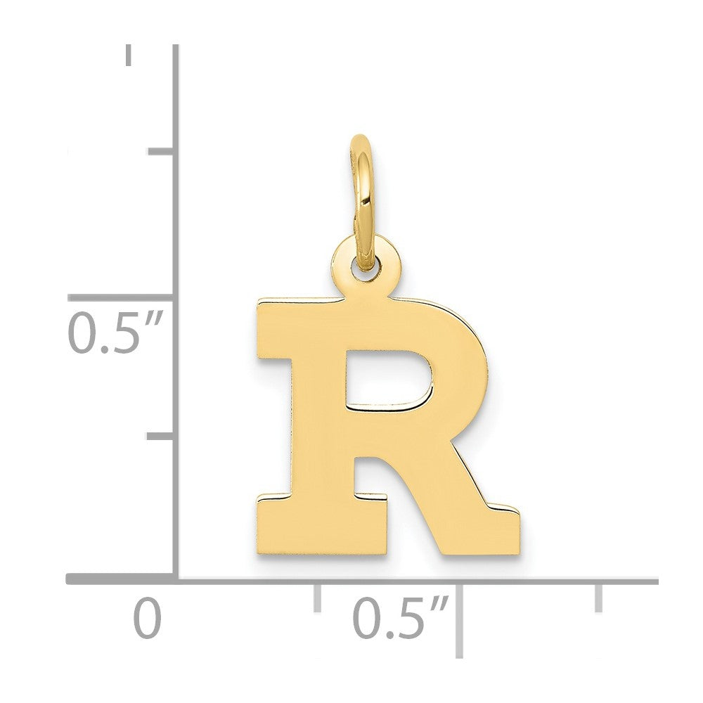 10K Yellow Gold Small Block Initial R Charm