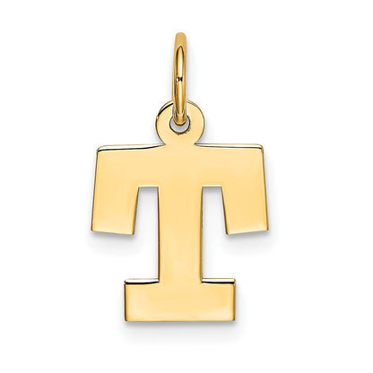 10K Yellow Gold Small Block Initial T Charm