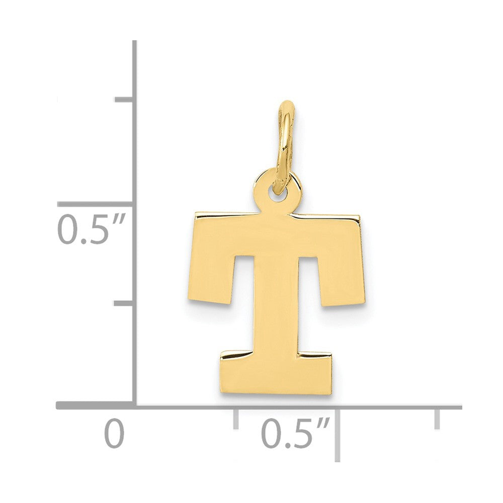 10K Yellow Gold Small Block Initial T Charm