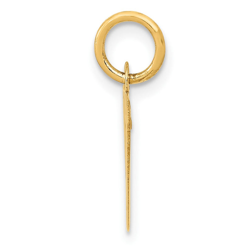 10K Yellow Gold Small Block Initial V Charm