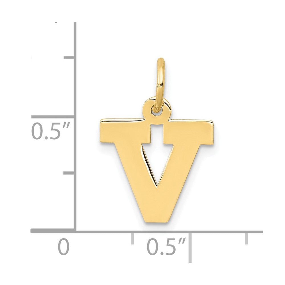 10K Yellow Gold Small Block Initial V Charm