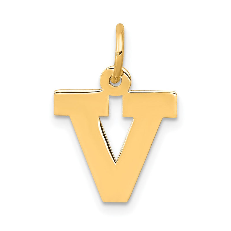 10K Yellow Gold Small Block Initial V Charm