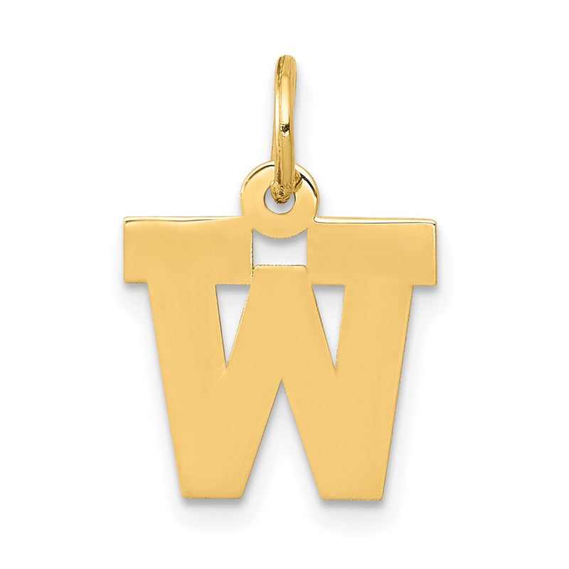 10K Yellow Gold Small Block Initial W Charm
