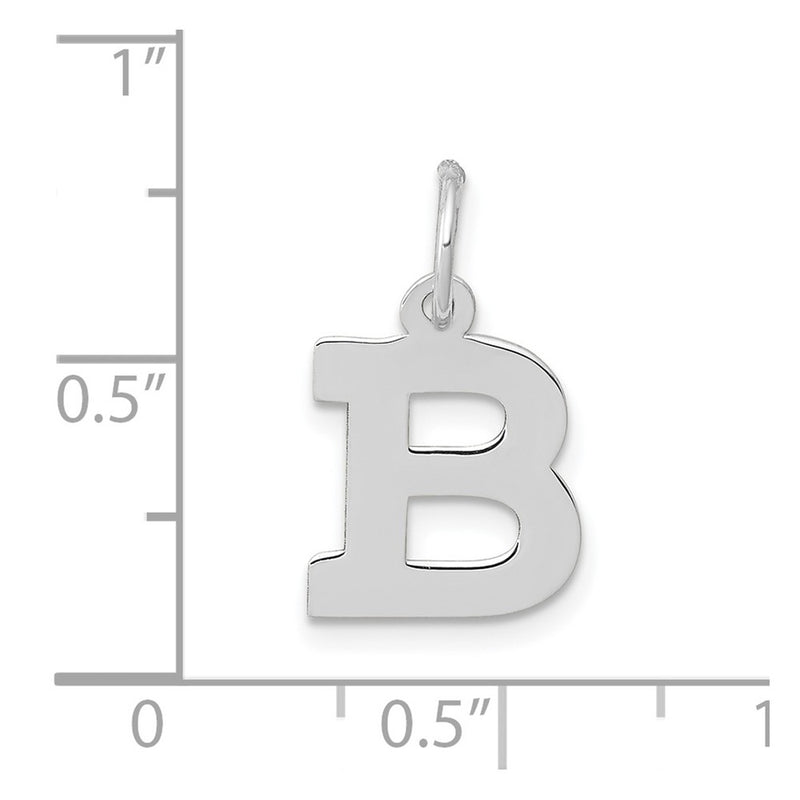 10K White Gold Small Block Initial B Charm