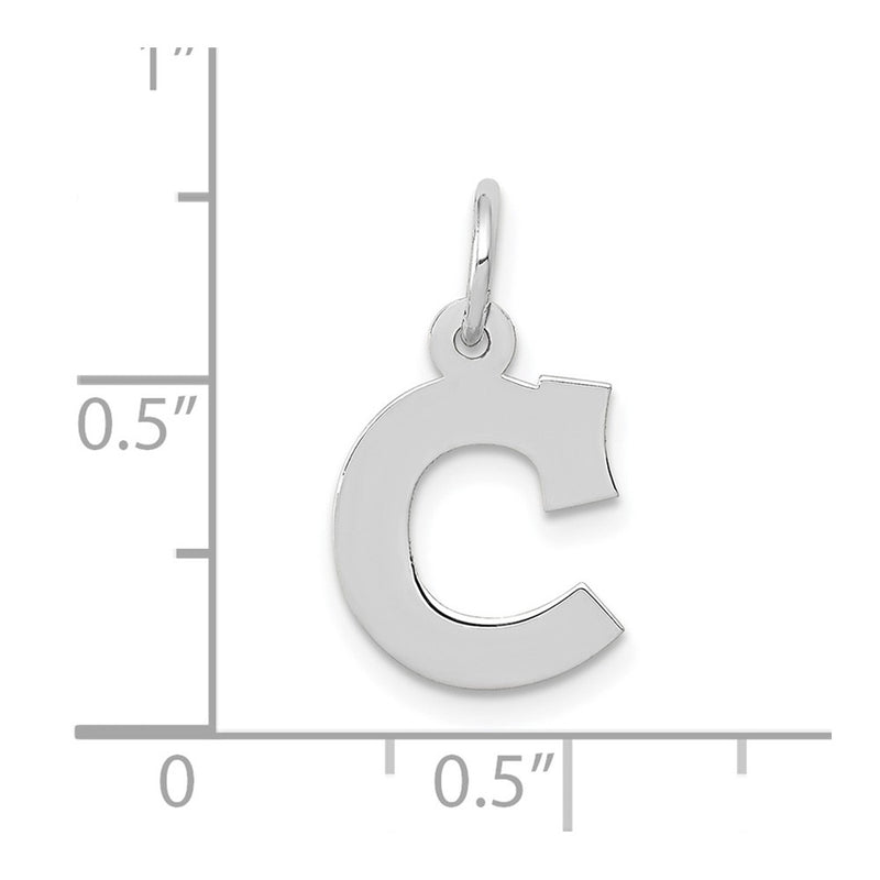 10K White Gold Small Block Initial C Charm