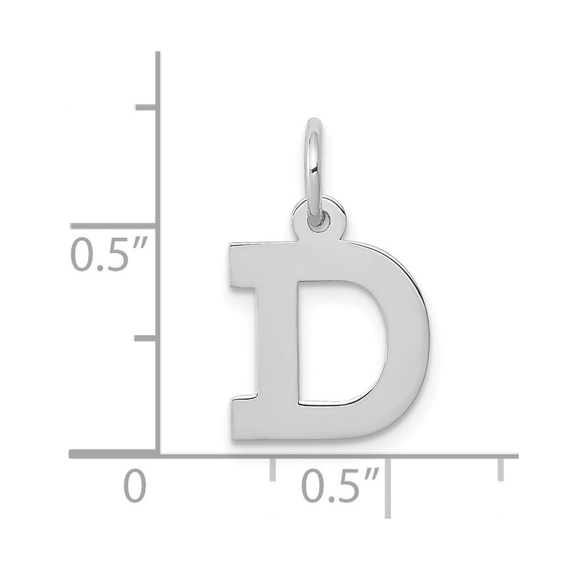 10K White Gold Small Block Initial D Charm