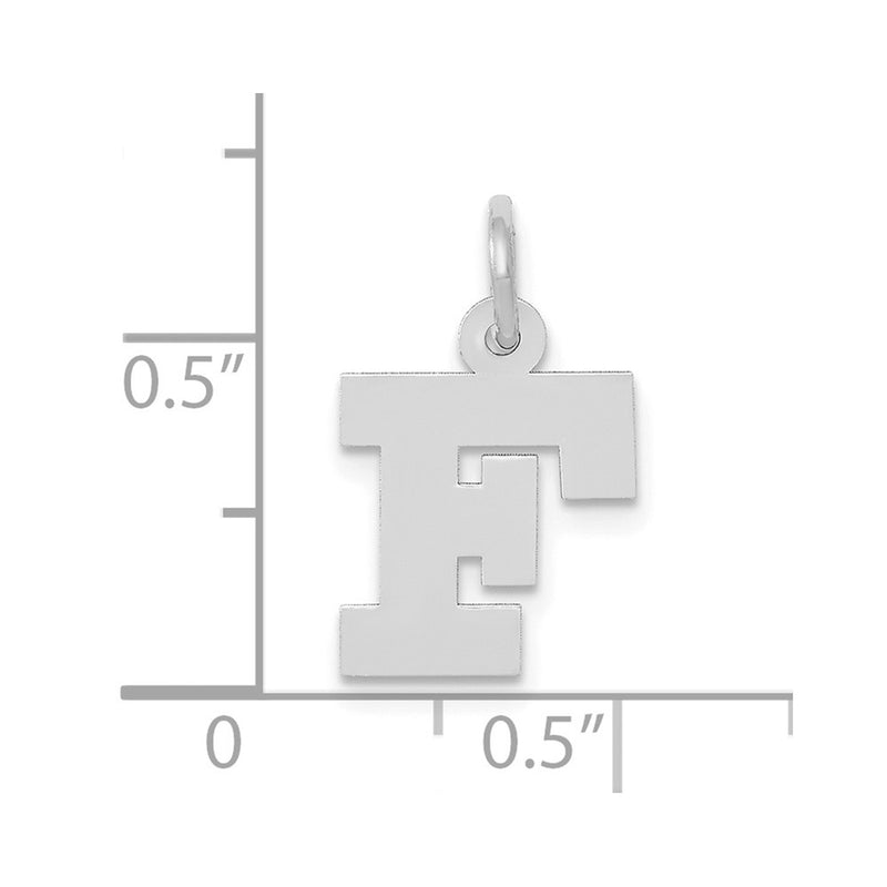 10K White Gold Small Block Initial F Charm