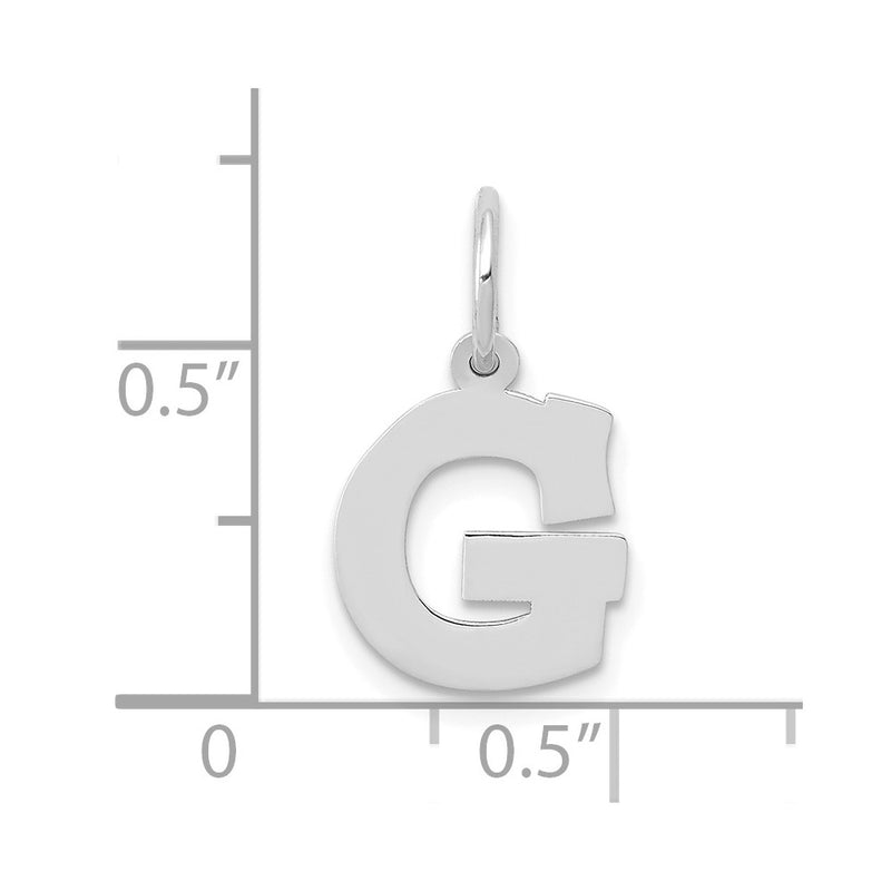 10K White Gold Small Block Initial G Charm