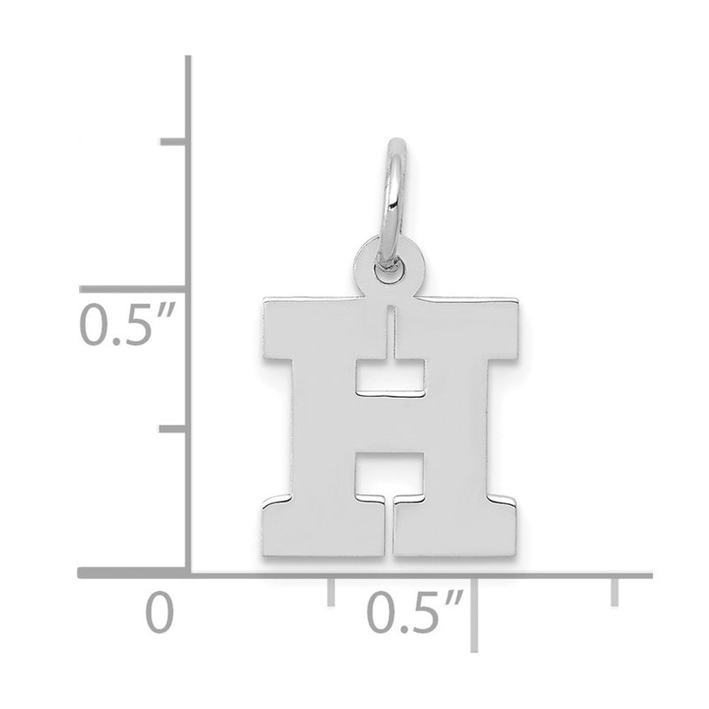 10K White Gold Small Block Initial H Charm