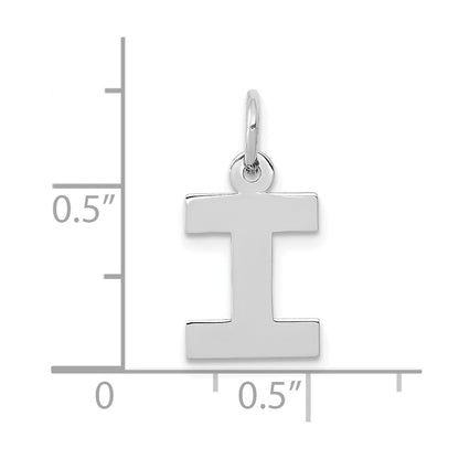 10K White Gold Small Block Initial I Charm