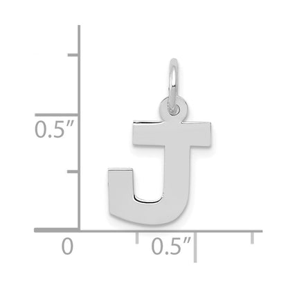 10K White Gold Small Block Initial J Charm