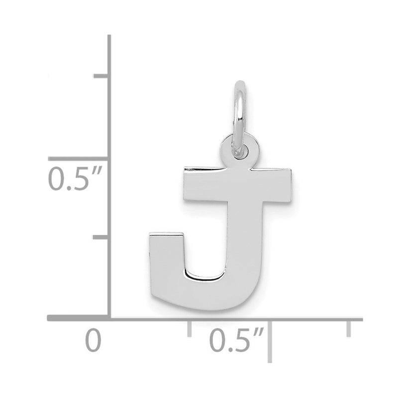 10K White Gold Small Block Initial J Charm