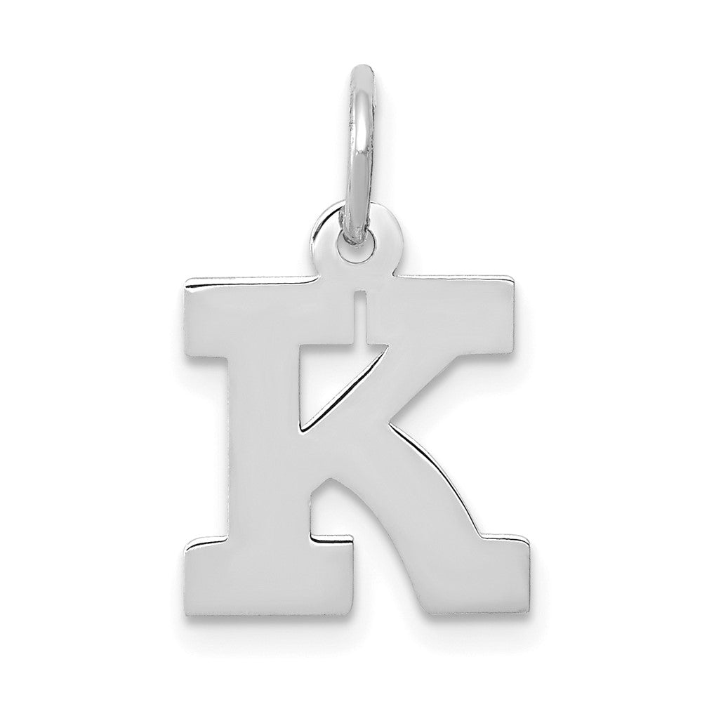 10K White Gold Small Block Initial K Charm