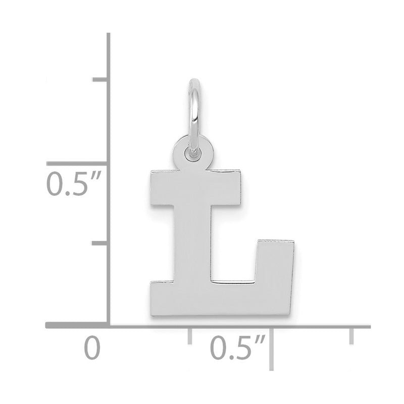10K White Gold Small Block Initial L Charm