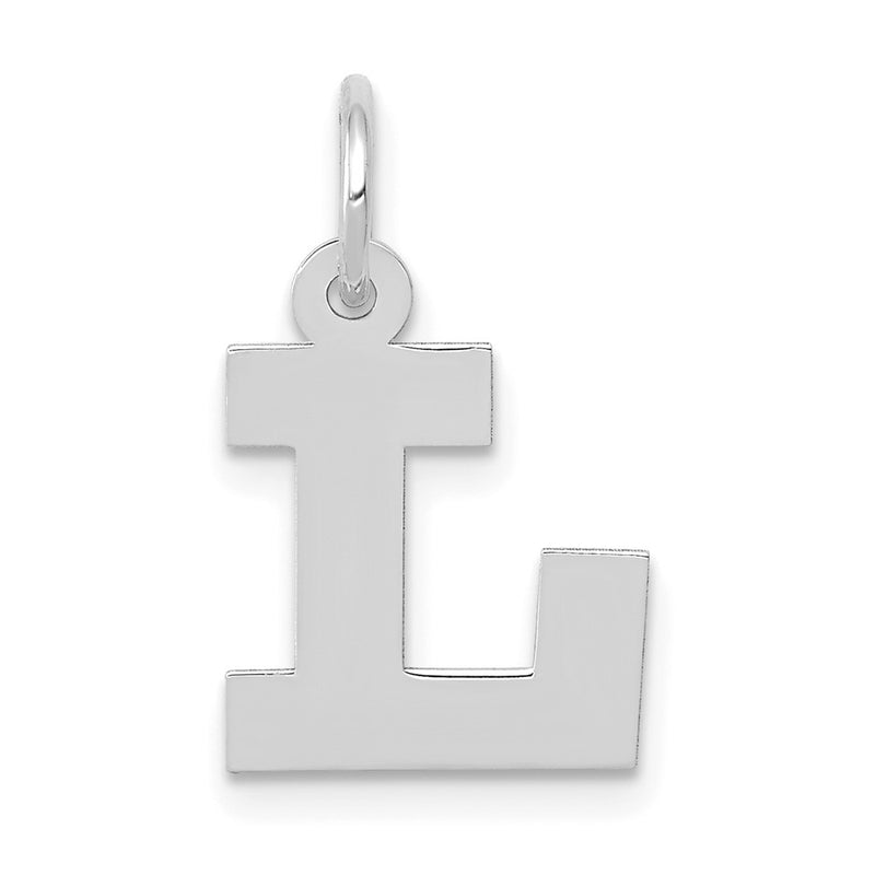 10K White Gold Small Block Initial L Charm