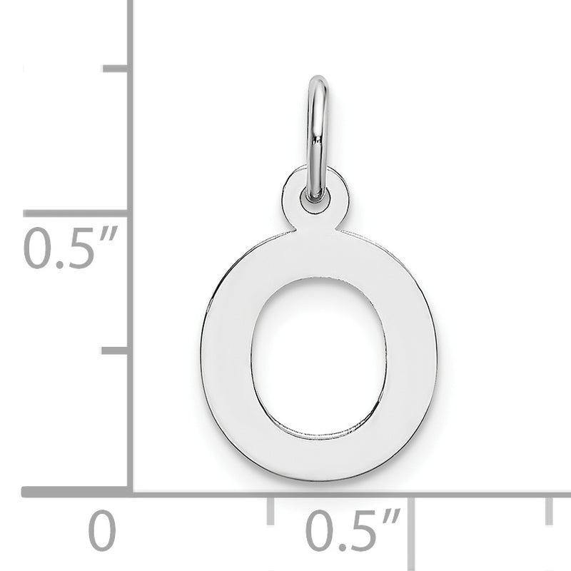 10K White Gold Small Block Initial O Charm