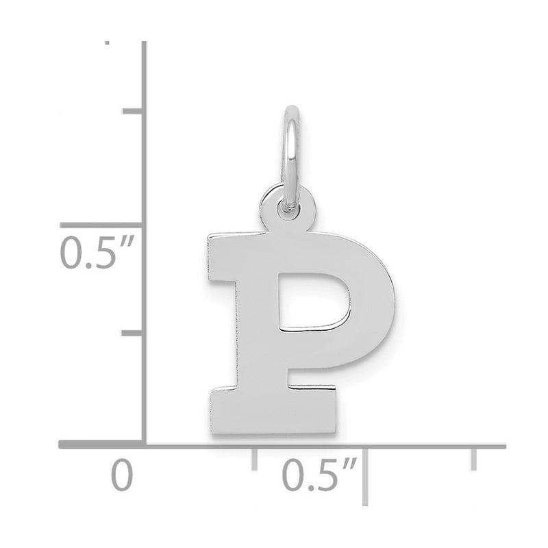 10K White Gold Small Block Initial P Charm