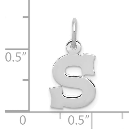 10K White Gold Small Block Initial S Charm