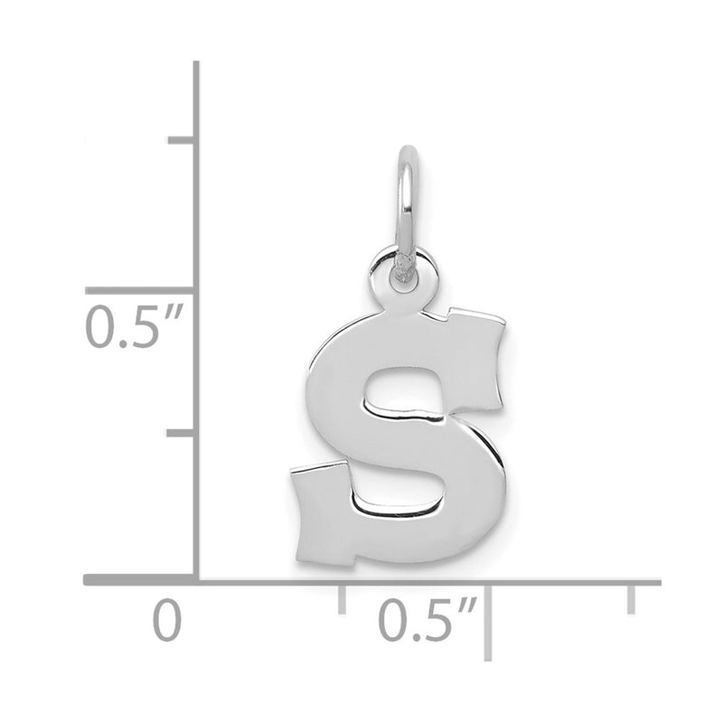 10K White Gold Small Block Initial S Charm